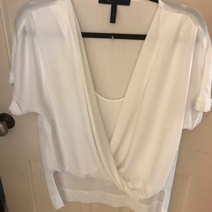 BCBG Sz M Short Sleeve White Dress Shirt